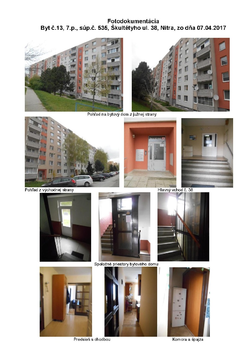 DRAŽBA 24.05.2017 o 13.00 hod., 3 izbový byt Nitra, okres Nitra
